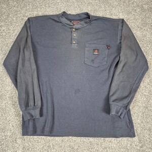 Forge FR Henley Shirt Mens Large Navy Blue Flame Resistant Workwear NFPA 2112